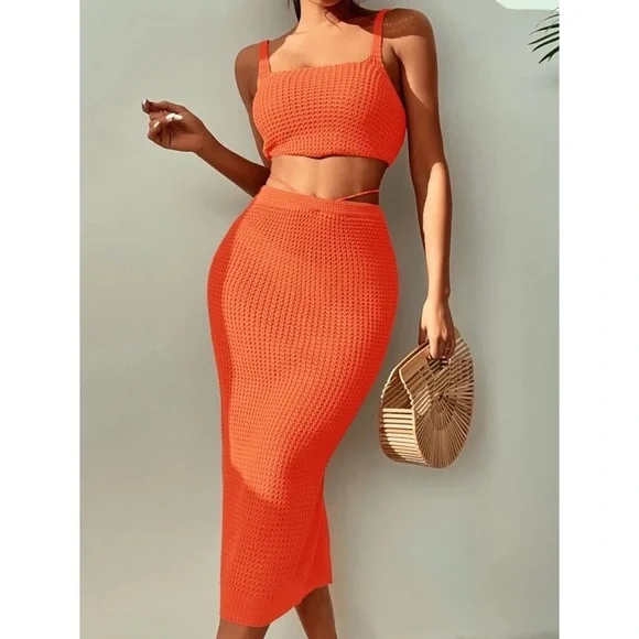 *Isadora Knitted Cover Up Top With Skirt Set - Picture 4 of 8